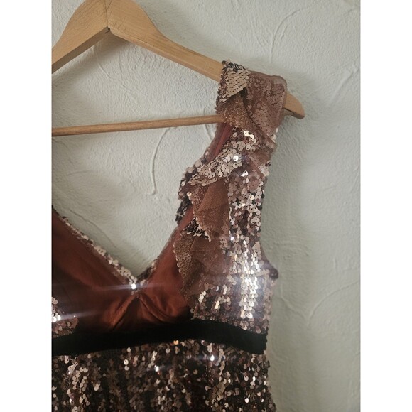 Free People Copper Sequin Dress Size 4 Mini Ruffle Prom - Picture 8 of 8